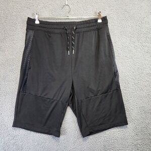 WT02 Mens XL Black Athletic Gym Activewear Shorts Mesh Side Panels Drawstring